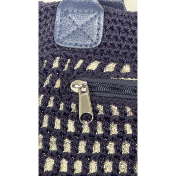 The Sak Navy Crochet Tote Bag With Zipper Pocket & Shoulder Straps - Picture 16 of 16